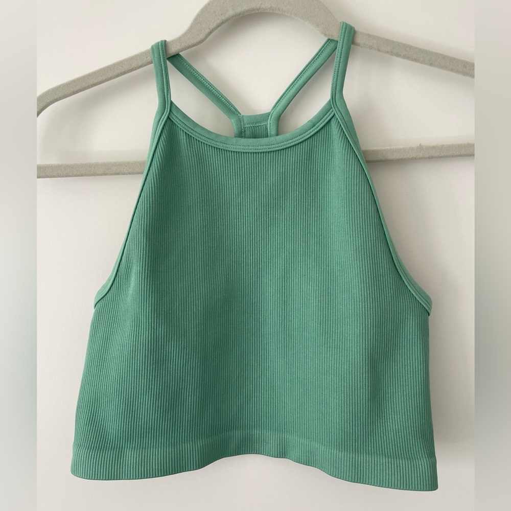Aritzia TNA Ribbed High Neck Tank in Green, Size M